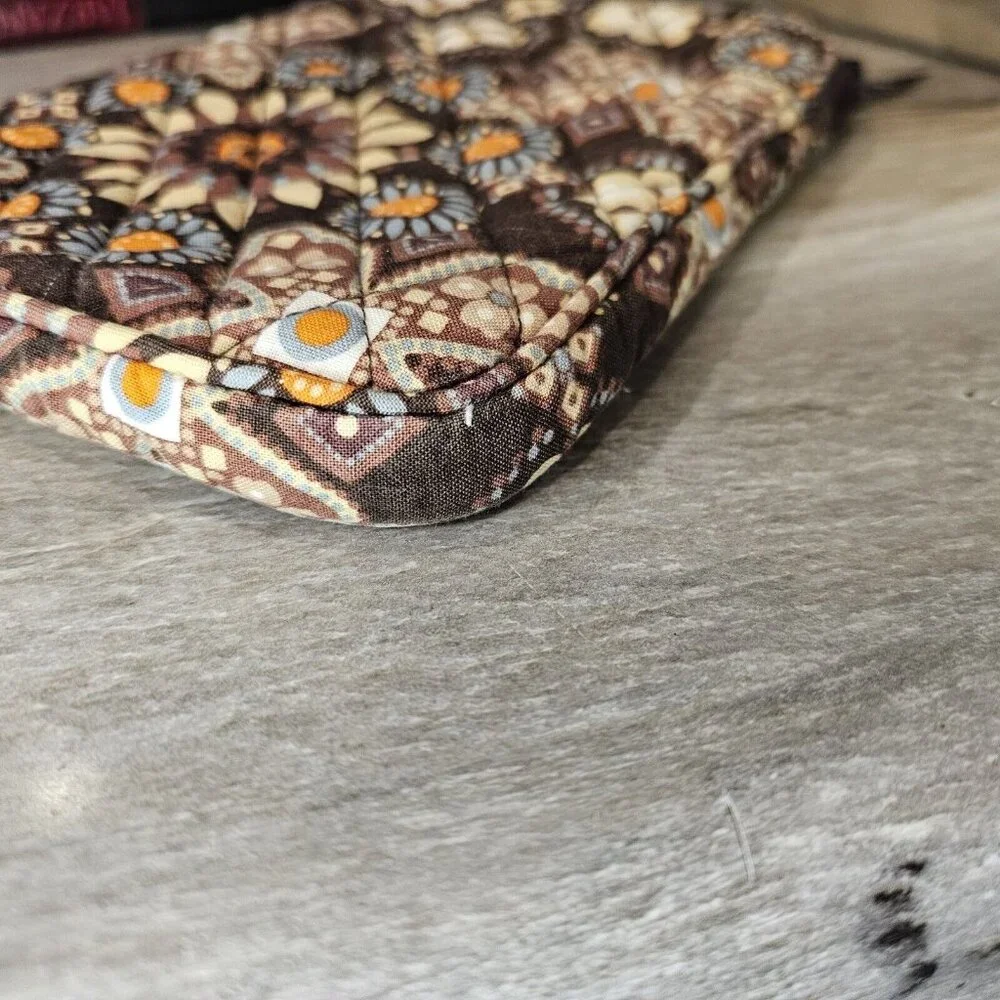 Vera Bradley Canyon eReader eBook Sleeve 8.5x6.5‎ Padded Zip Pencil Pouch Brown